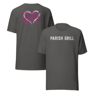 PARISH GRILL Eat Happy (Pink/Heart) Unisex T-shirt