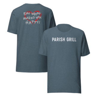 PARISH GRILL Eat Happy (White/Heart) Unisex T-shirt